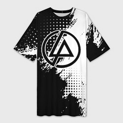 Женская длинная футболка Linkin park - черно-белая абстракция