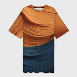 Женская длинная футболка Оранжевая и синяя абстракция