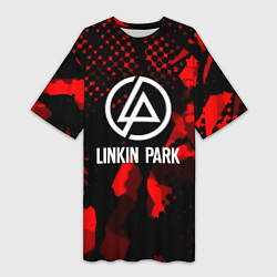 Женская длинная футболка Linkin park краски текстуры