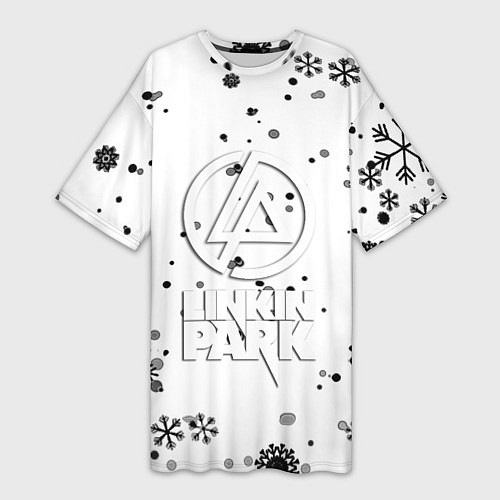 Женская длинная футболка Linkin park текстура зима рок / 3D-принт – фото 1