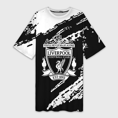 Женская длинная футболка Liverpool белые краски текстура / 3D-принт – фото 1