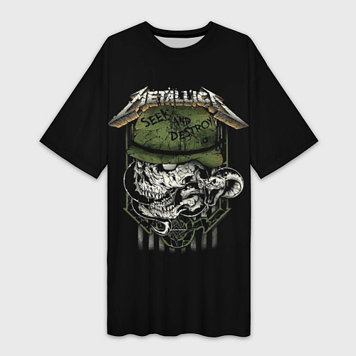 Женская длинная футболка Metallica - skull / 3D-принт – фото 1
