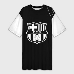 Женская длинная футболка Barcelona белые краски текстура