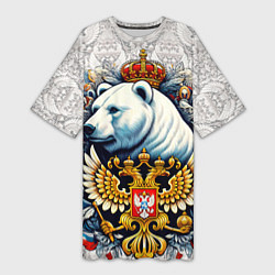 Женская длинная футболка Белый медведь с короной