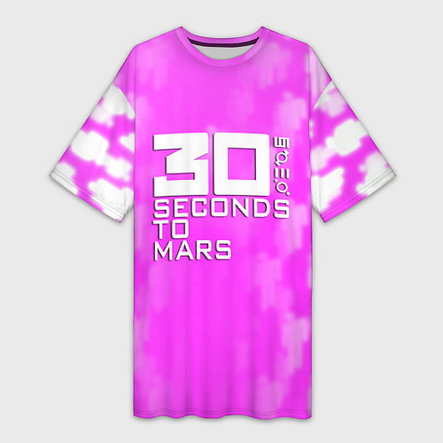 Женская длинная футболка 30 seconds to mars pink / 3D-принт – фото 1