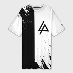 Женская длинная футболка Linkin park краски чёрнобелый