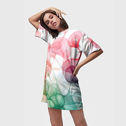 Футболка женская длинная Цветные пузыри, цвет: 3D-принт — фото 2