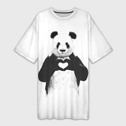 Женская длинная футболка Panda love