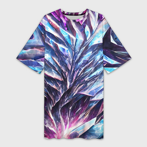 Женская длинная футболка Синий драгоценный камень / 3D-принт – фото 1