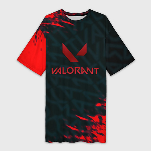 Женская длинная футболка Valorant текстура краски / 3D-принт – фото 1