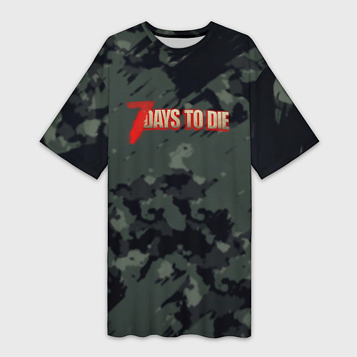 Женская длинная футболка 7 days to die милитари / 3D-принт – фото 1