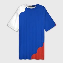 Женская длинная футболка Триколор диагональный волнистый