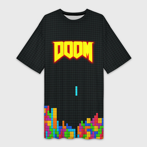 Женская длинная футболка Doom x tetrix коллабарация / 3D-принт – фото 1