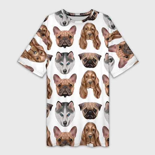 Женская длинная футболка Текстура собак / 3D-принт – фото 1