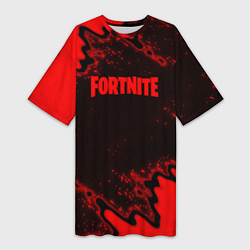 Женская длинная футболка Fortnite game colors red