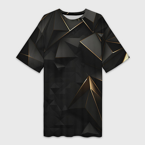 Женская длинная футболка Black gold luxury / 3D-принт – фото 1