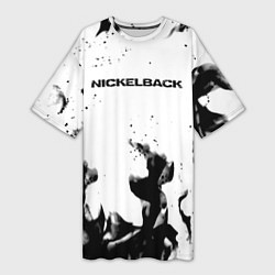 Женская длинная футболка Nickelback серый дым рок
