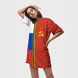 Футболка женская длинная Россия и СССР, цвет: 3D-принт — фото 2