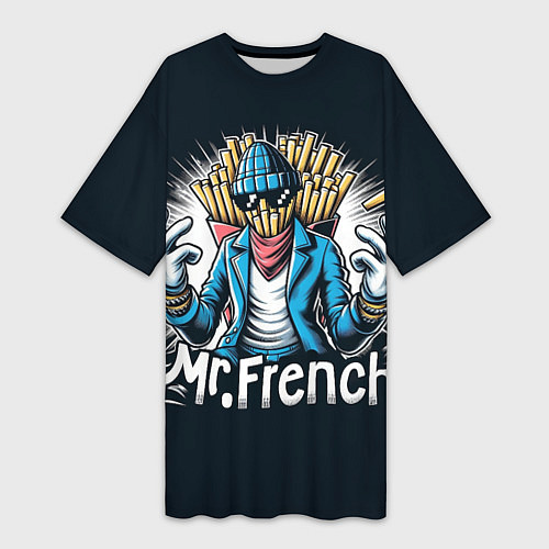 Женская длинная футболка Mr French / 3D-принт – фото 1