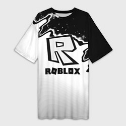 Футболка женская длинная Roblox краски белые, цвет: 3D-принт