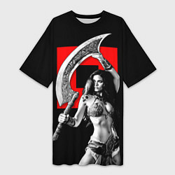 Женская длинная футболка Амазонка с ятаганом