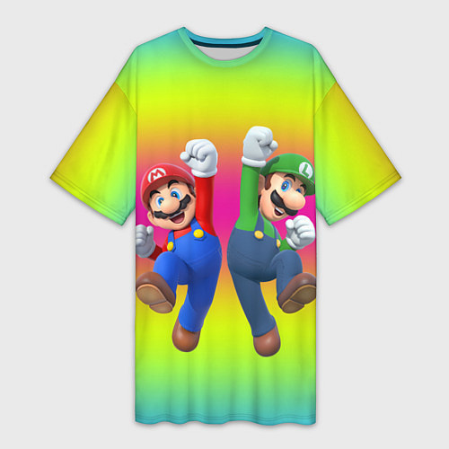 Женская длинная футболка Братья Марио / 3D-принт – фото 1