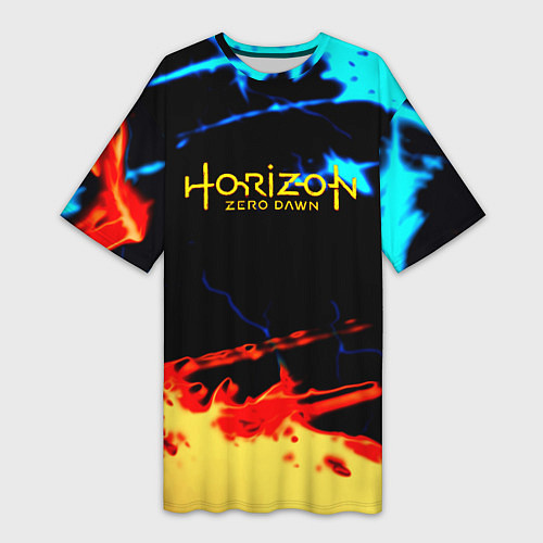 Женская длинная футболка Horizon zero dawn огонь и лёд / 3D-принт – фото 1