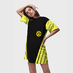 Футболка женская длинная Borussia geometry yellow, цвет: 3D-принт — фото 2