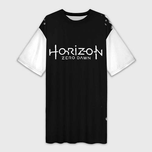 Женская длинная футболка Horizon zero dawn краски белые / 3D-принт – фото 1