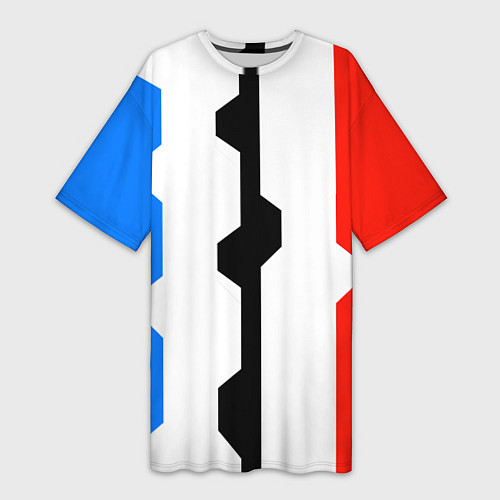 Женская длинная футболка Техно линии синий и красный / 3D-принт – фото 1