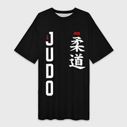 Женская длинная футболка Борьба дзюдо с иероглифом
