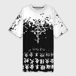 Женская длинная футболка Fullmetal Alchemist текстура иероглифы