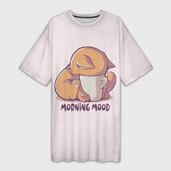 Женская длинная футболка Morning mood - cat