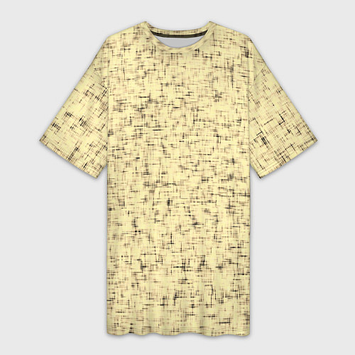 Женская длинная футболка Текстура грубая ткань бледно-жёлтый / 3D-принт – фото 1