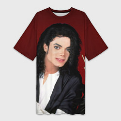 Женская длинная футболка Michael Jackson с пантерой и автографом