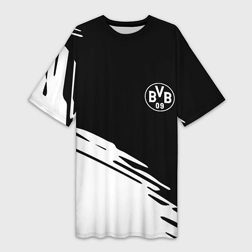 Женская длинная футболка Borussia текстура краски / 3D-принт – фото 1