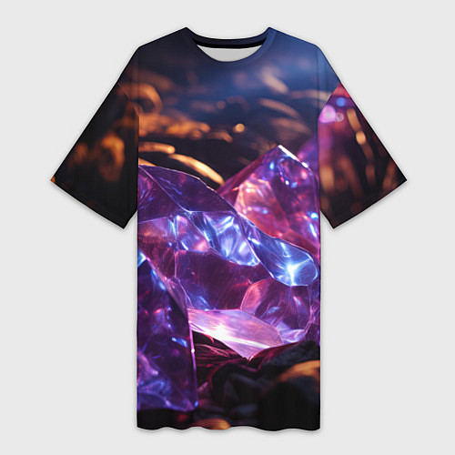 Женская длинная футболка Фиолетовые комические камни / 3D-принт – фото 1