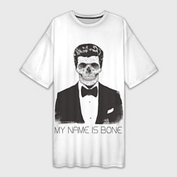 Футболка женская длинная My name is Bone, цвет: 3D-принт