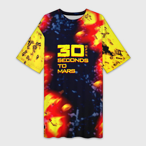 Женская длинная футболка Thirty Seconds to Mars огненное лого / 3D-принт – фото 1