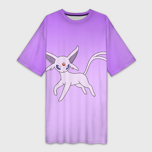 Женская длинная футболка Espeon Pokemon - розовая кошка покемон / 3D-принт – фото 1