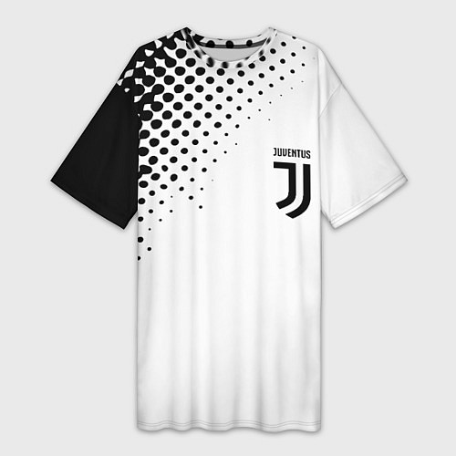 Женская длинная футболка Juventus sport black geometry / 3D-принт – фото 1