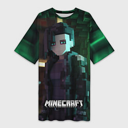 Женская длинная футболка Minecraft matrix