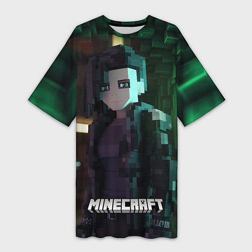 Женская длинная футболка Minecraft matrix / 3D-принт – фото 1