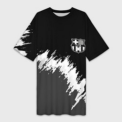 Женская длинная футболка Barcelona краски текстура фк