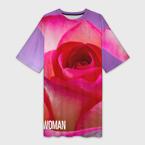 Женская длинная футболка Розовая роза - woman / 3D-принт – фото 1