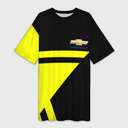 Женская длинная футболка Chevrolet yellow star