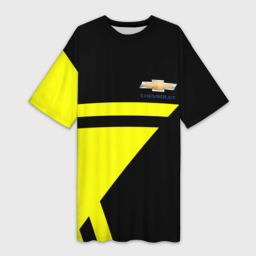 Женская длинная футболка Chevrolet yellow star / 3D-принт – фото 1