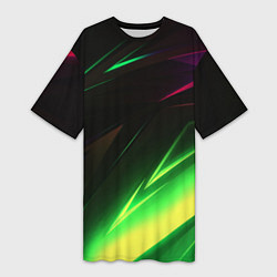 Женская длинная футболка Geometry stripes кислотный неон