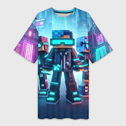 Футболка женская длинная Minecraft - fantasy ai art, цвет: 3D-принт