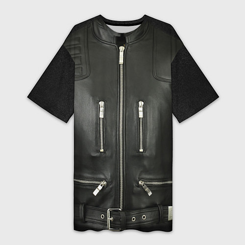 Женская длинная футболка Terminator first - leather jacket / 3D-принт – фото 1